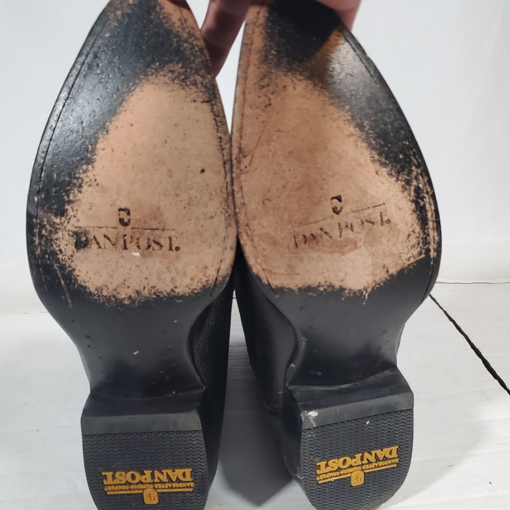 DAN POST BLACK LEATHER STITCH MADE IN MEXICO 2110 J COWBOY BOOTS - Picture 8 of 8